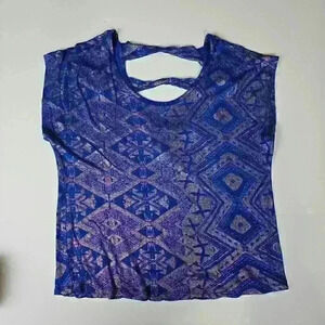 Daytrip Blue Print Top Medium Aztec Print